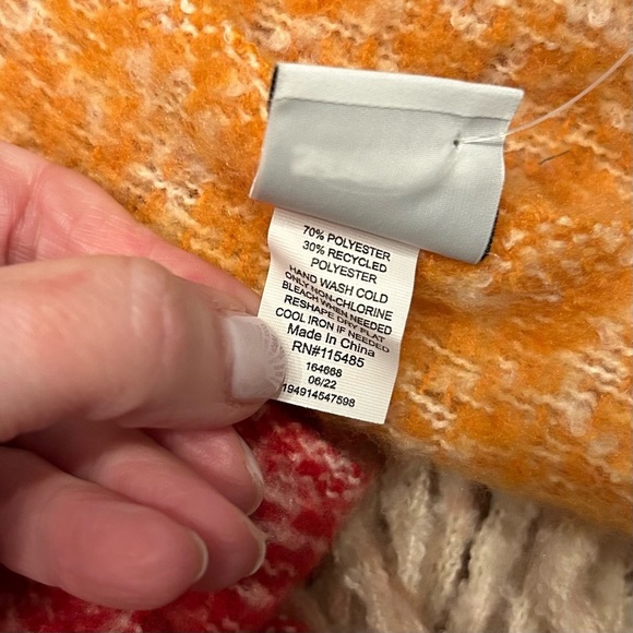 Sonoma Goods For Life® Twisted Fringe Brushed Blanket Scarf Colorblock Fall NEW - Picture 7 of 7